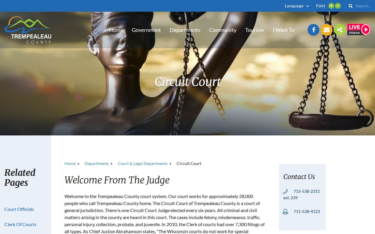 Trempealeau County criminal court records contacts