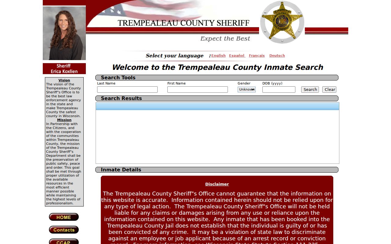 Trempealeau County current jail criminal record locator