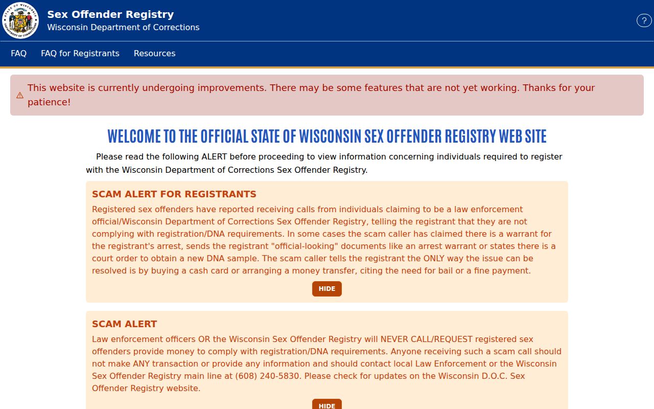 Trempealeau County sex offender lookup on Wisconsin StaySafe
